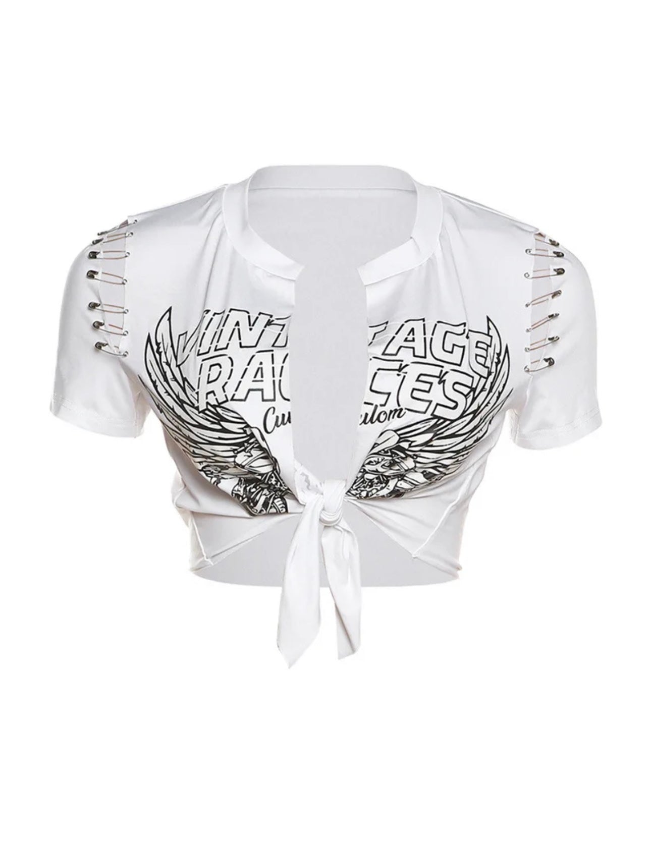 “Vintage Racer” Tie Top (White)